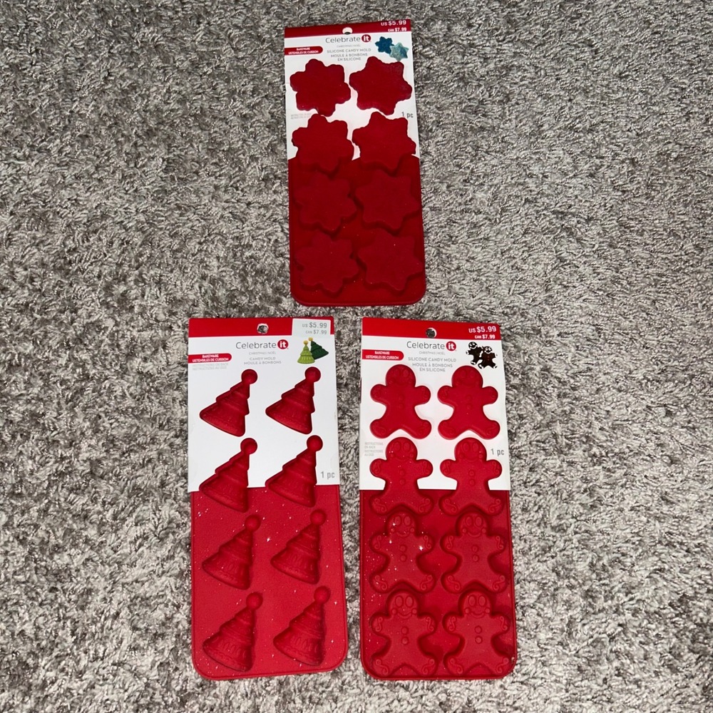 Celebrate It Christmas Silicone Candy Molds‎ Gingerbread Tree Snowflake